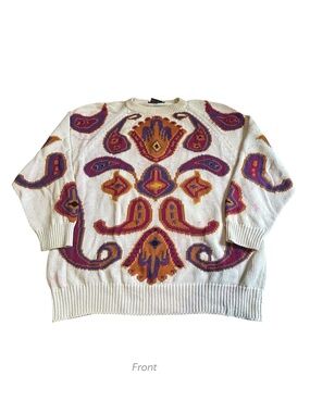 Vintage B. Diffusion Paisley Ramie Cotton Sweater Medium